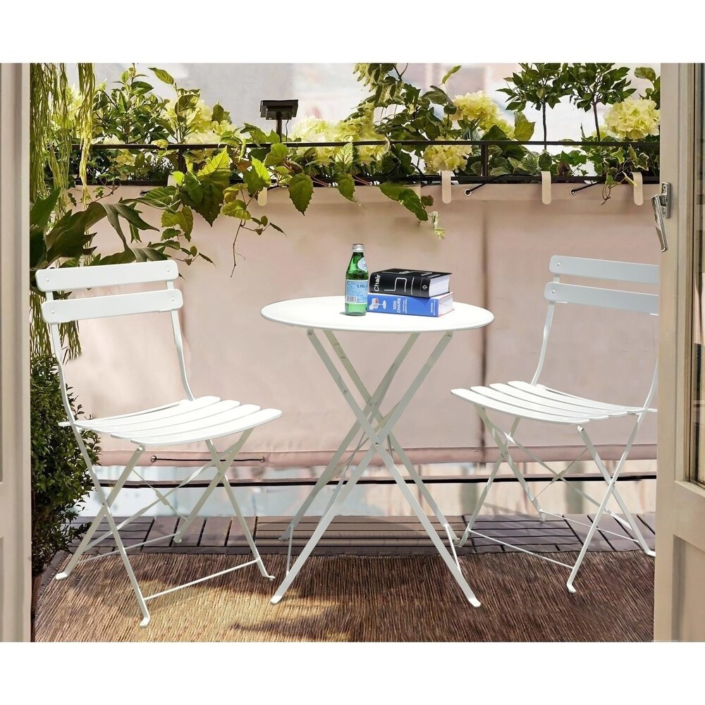 Outdoor Furniture Set Garden Leisure Table Set Folding Small Patio Table and Chairs 3 Pieces metal Patio Bistro Set