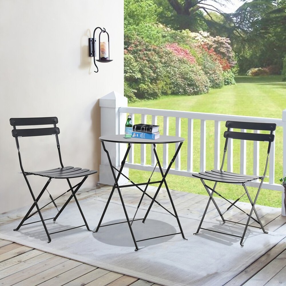 Outdoor Furniture Set Garden Leisure Table Set Folding Small Patio Table and Chairs 3 Pieces metal Patio Bistro Set