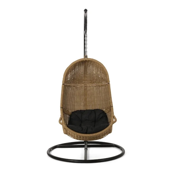 Wholesales natural wicker rattan hanging chairs leisure egg chair for living room outdoor furniture patio swings with stand