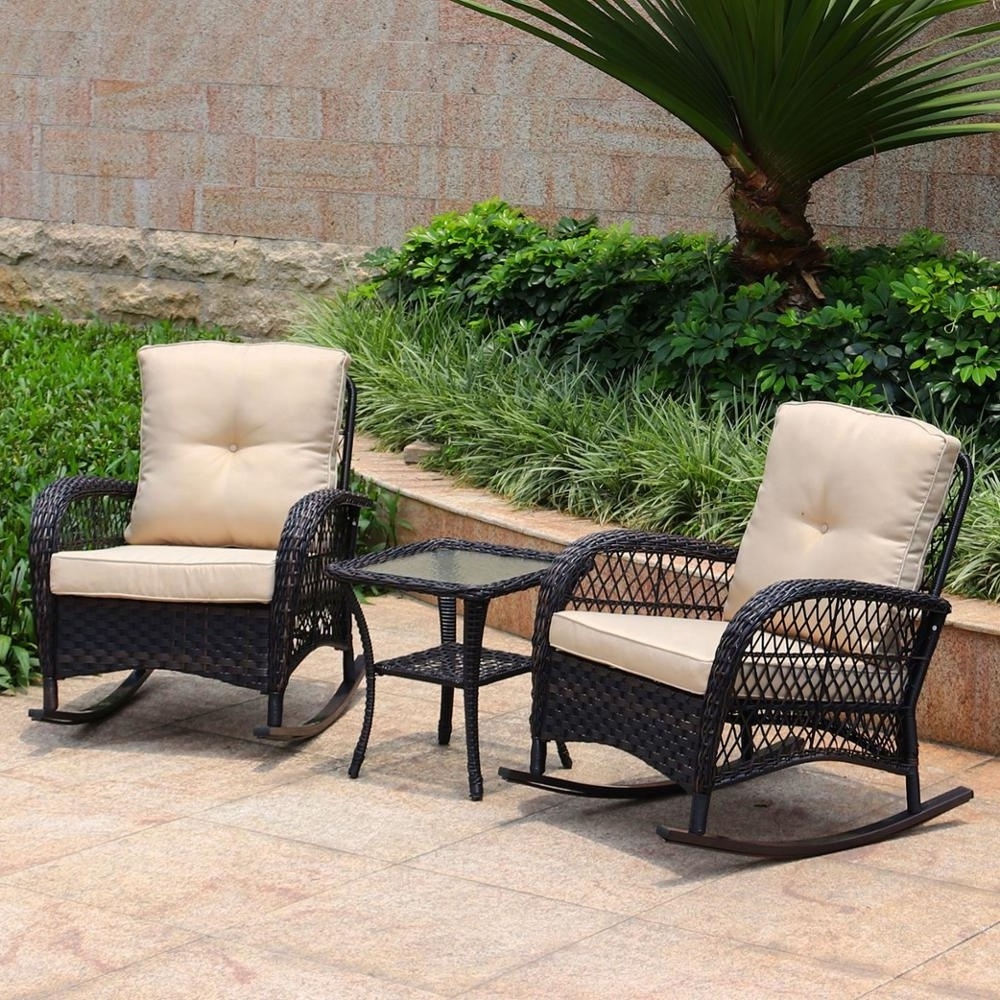 New Design 3PCS Rattan Wicker Furniture Sets Rocking outdoor Garden patio sectional furniture Conversation Furniture