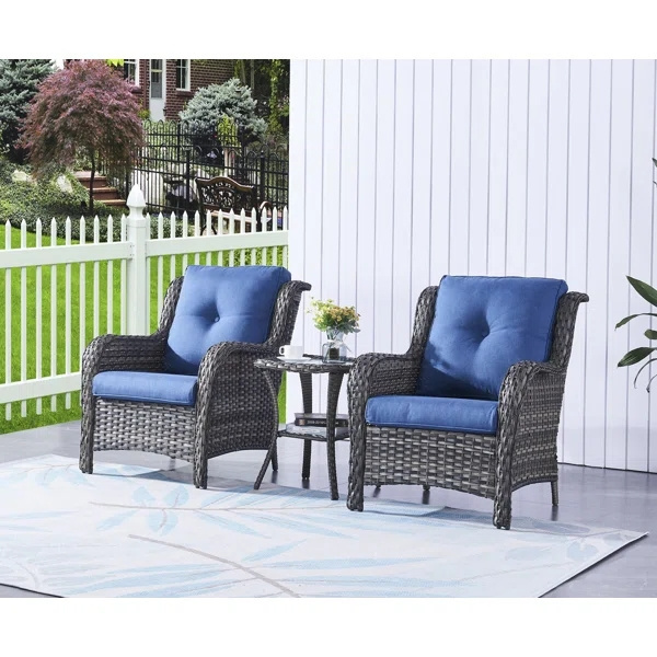 Outdoor Table Bistro Outdoor Furniture Set 3 pieces Seating Group balcony PE Rattan Garden Set With Cushions