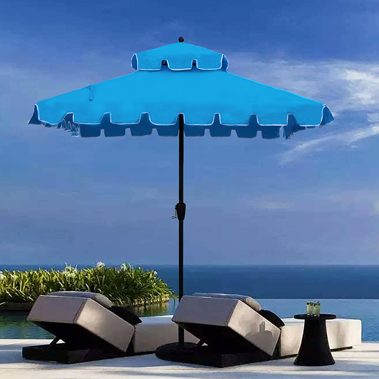 Outdoor Furniture restaurant Sun shade Custom Patio Garden cafe Outdoor Pagoda Parasol tassel umbrella beach