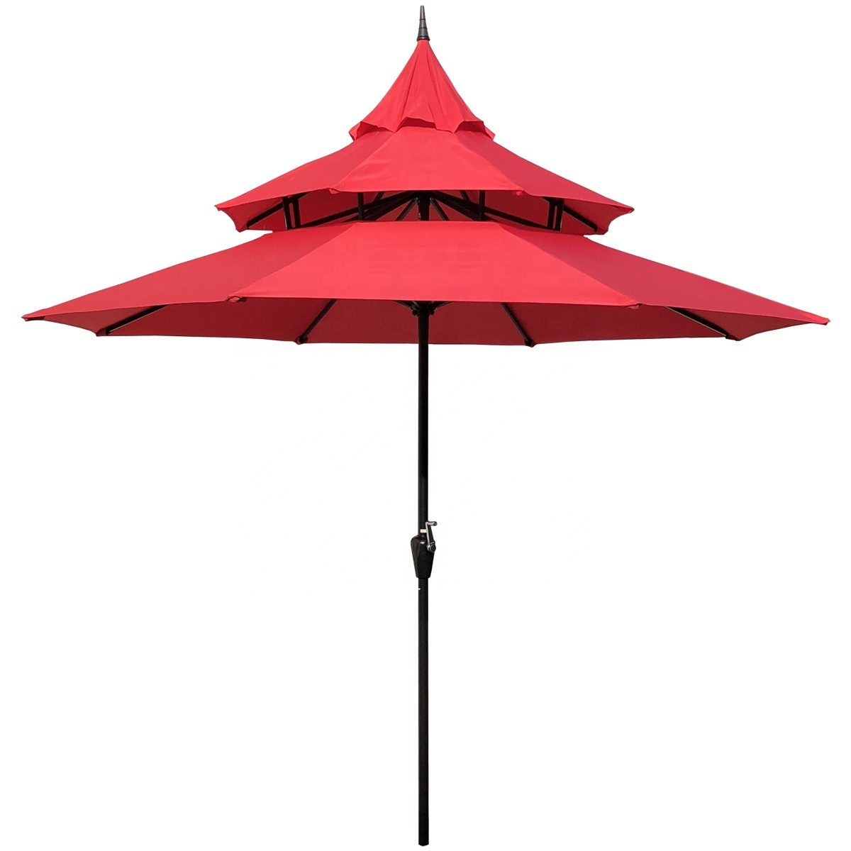 Fashion Red Layer Sun Crank Pagoda Umbrella Promotional Big Patio Umbrella Outdoor Garden Parasol Umbrella for garden