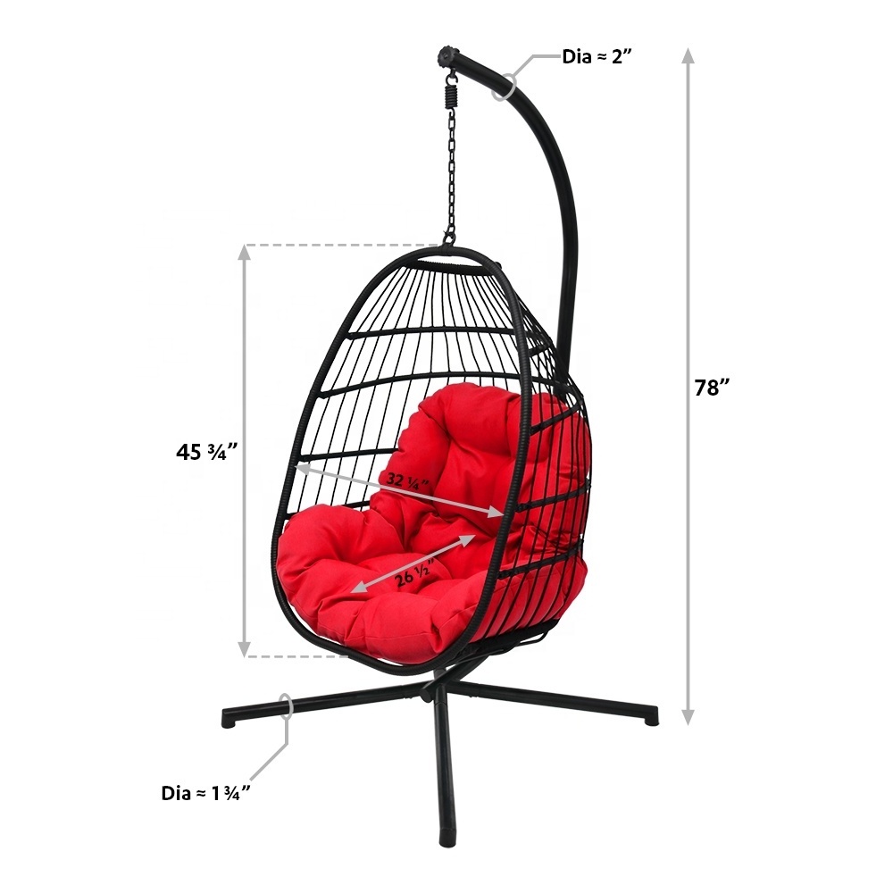 Indoor Outdoor Furniture Patio Rattan Swing Hanging Egg Chair With Steel Pole And Egg Chairs