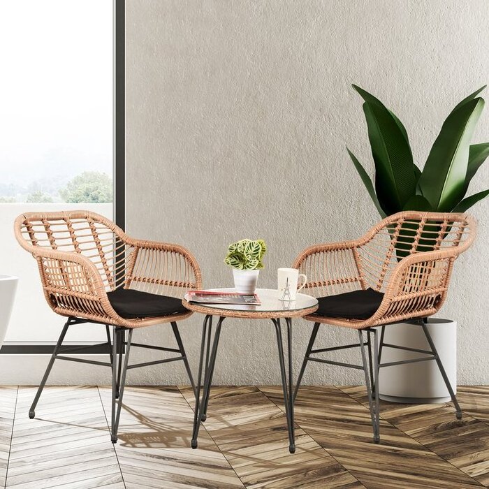 Wholesale Rattan chair wicker cane garden patio sectional sofa rattan furniture outdoor bistro set 3 piece