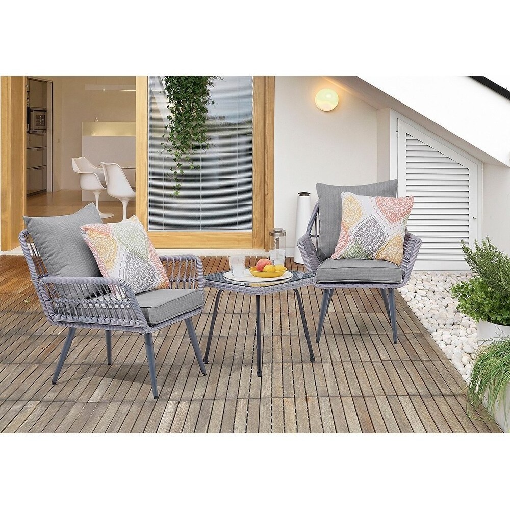 Wholesale Patio Furniture Bistro Set 3 Pieces Restaurant Outdoor Dining Set French Bistro Table Chair Rattan Balcony Bistro Sets