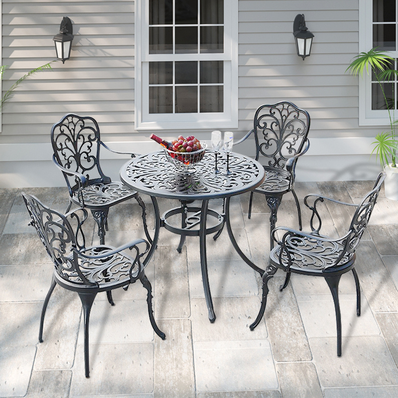 Patio furniture metal cast iron Cast Aluminum garden furniture set outdoor bistro garden set restaurant outdoor furniture