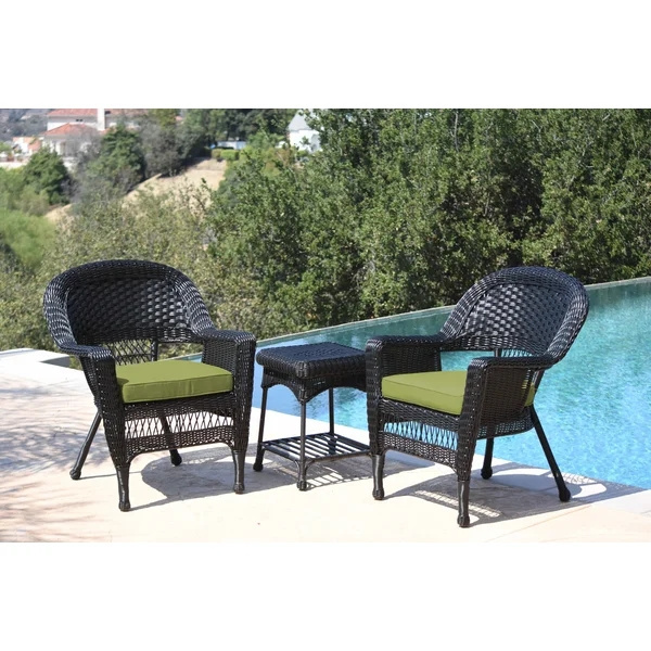 Outdoor patio garden furniture black rattan wicker sofa balcony 3 pieces Coffee Table and chair Bistro Set