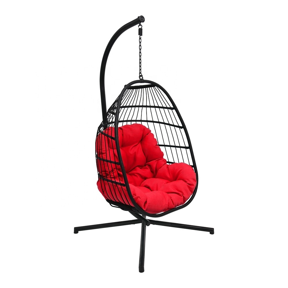 Indoor Outdoor Furniture Patio Rattan Swing Hanging Egg Chair With Steel Pole And Egg Chairs