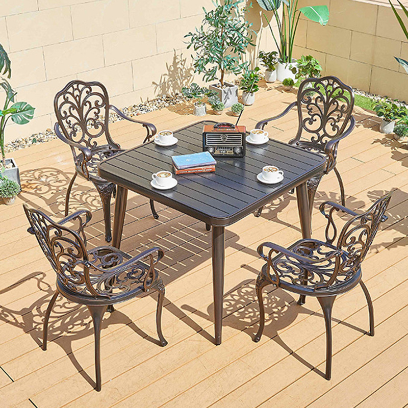 Patio furniture metal cast iron Cast Aluminum garden furniture set outdoor bistro garden set restaurant outdoor furniture