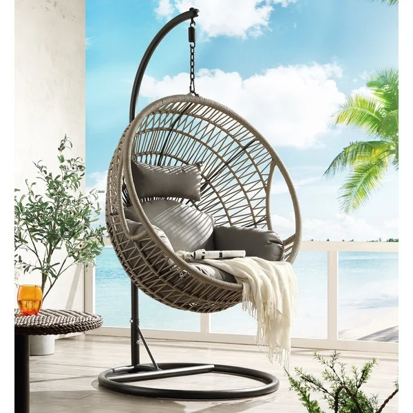 Modern Egg shape outdoor furniture garden wicker Rattan indoor cane hanging patio swings egg swing chair with stand