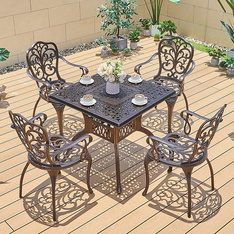 Patio furniture metal cast iron Cast Aluminum garden furniture set outdoor bistro garden set restaurant outdoor furniture