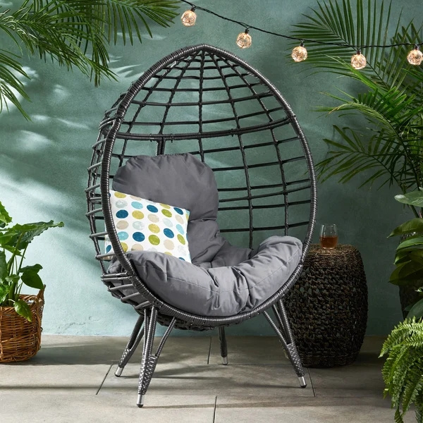 Modern Egg shape outdoor furniture garden wicker Rattan indoor cane hanging patio swings egg swing chair with stand