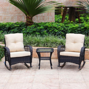 New Design 3PCS Rattan Wicker Furniture Sets Rocking outdoor Garden patio sectional furniture Conversation Furniture