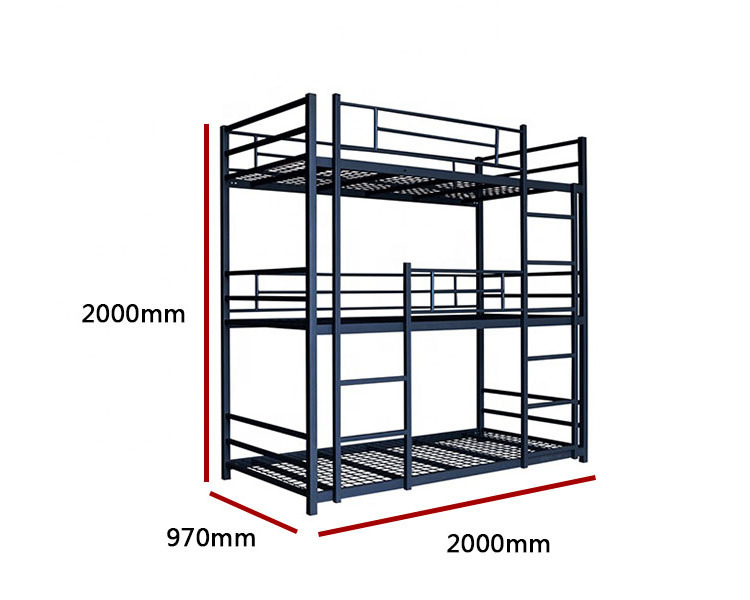 Hotel bed bedroom furniture metal 3 tier bed bunk bed triple decker