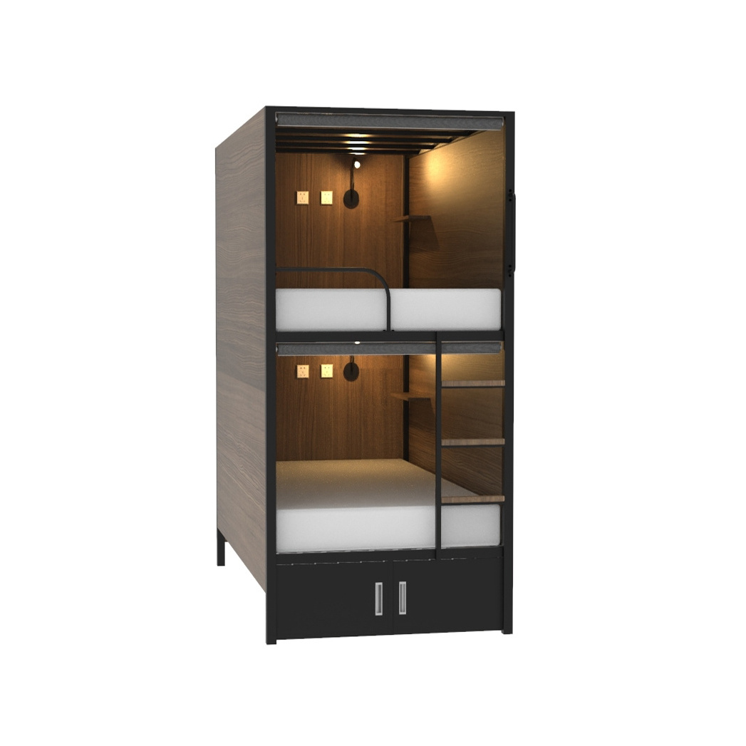 Modern Hotel Bunk Bed For Adult With Curtain Light Vent Hostel Capsule Bunk Bed Sleeping Pot