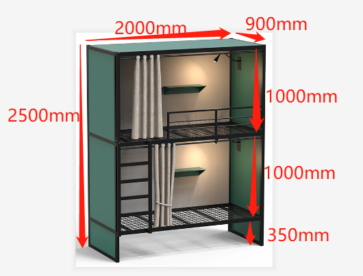 Hostel Horizontal Soundproof Sleeping Pod Capsule Bunk Bed Bedroom Furniture for Hotel Metal Iron Modern School Furniture