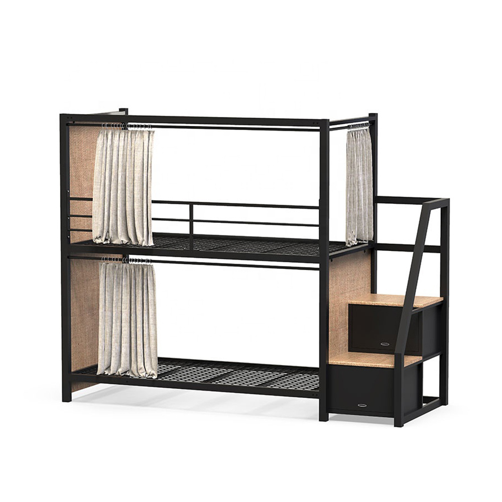 Modern Hostel Bedroom Furniture Bunk Bed Adult Double Capsule Bunk Bed With Stair And Lockers