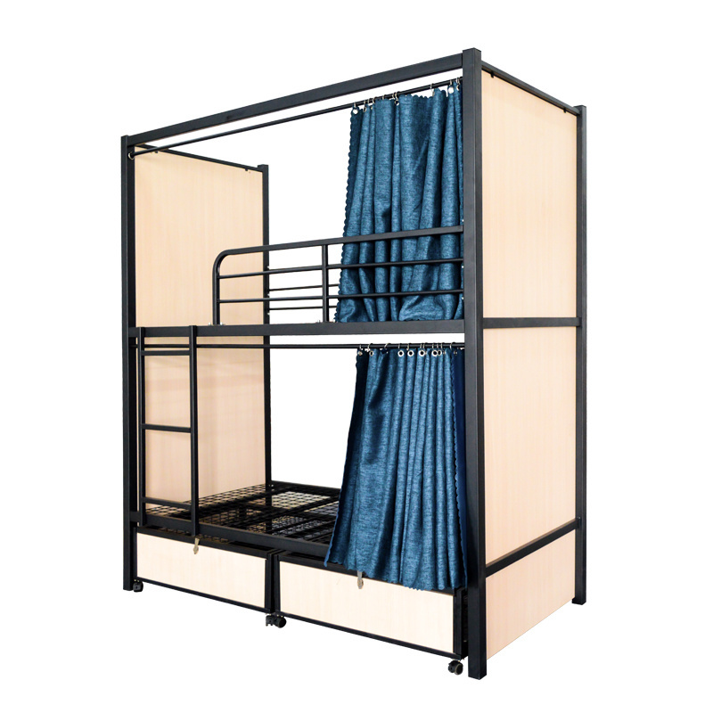 new design double decker metal capsule beds hostel hotel steel bunk bed for adult with storage boxes