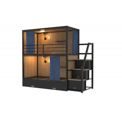 Modern Hostel Bedroom Furniture Bunk Bed Adult Double Capsule Bunk Bed With Stair And Lockers