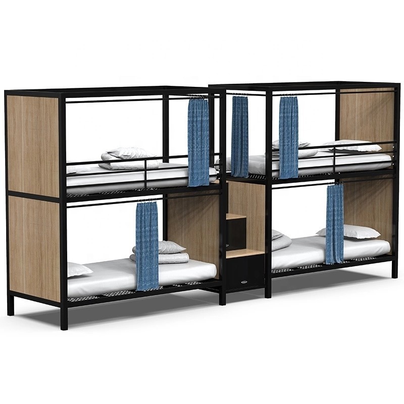 Modern Hostel Bedroom Furniture Bunk Bed Adult Double Capsule Bunk Bed With Stair And Lockers