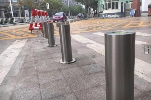 RICJ Road Barrier Bollard Fixed Stainless Steel Driveway Pathway Parking Post Brushed Carbon Security Bollards