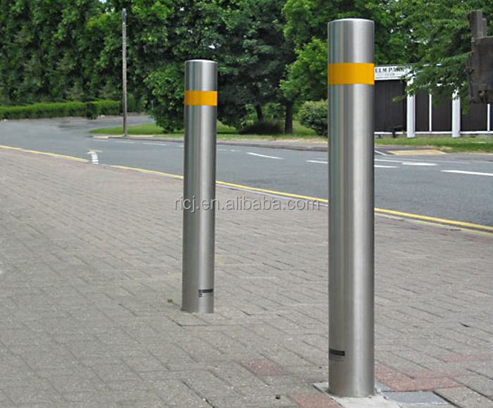 Road Blocker Lockable Post 304 316 Stainless Steel Welded Recessed Barriers Modern Street Security Parking Removable Bollards