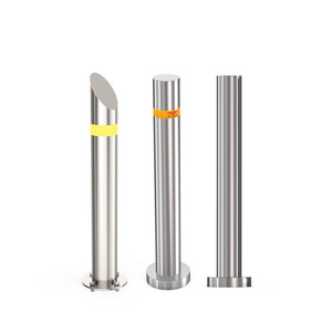 RICJ Road Barrier Bollard Fixed Stainless Steel Driveway Pathway Parking Post Brushed Carbon Security Bollards