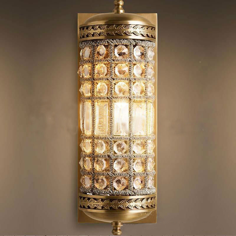 Modern Wall Lamp Crystal Bronze Color Wall Sconces Lustre American Style Wall Brackets Lighting Bedroom