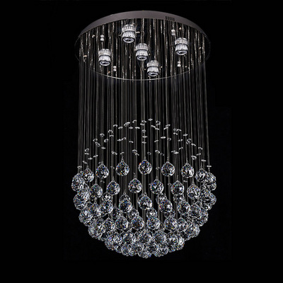 Modern Round Crystal Chandelier Ceiling Lighting Fixture Raindrop Pendant Flush Mount Light for Dining Rooms Kitchen