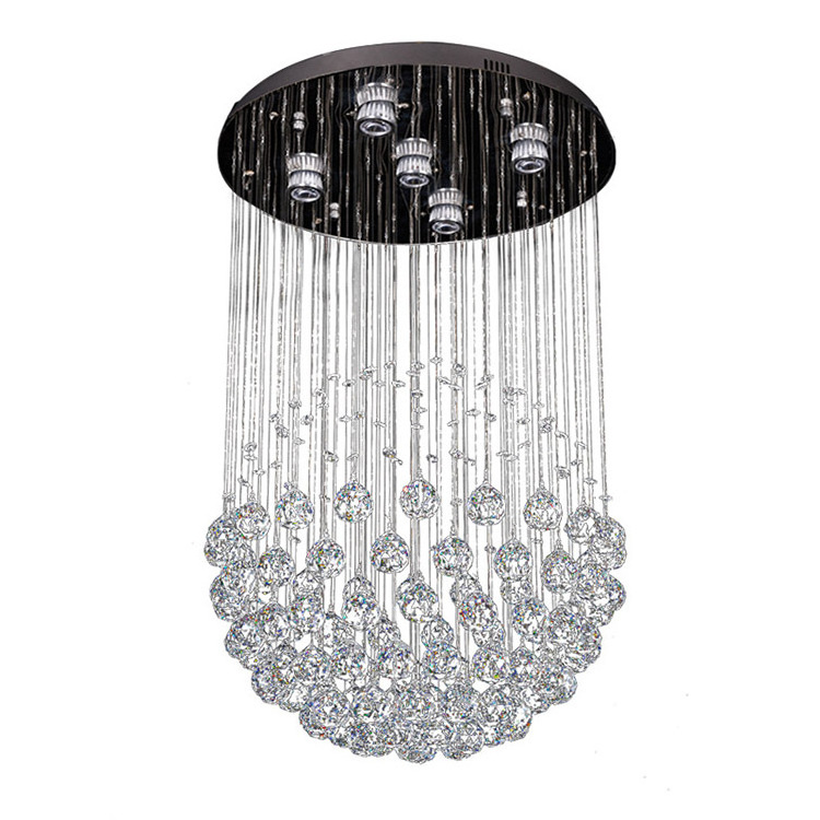 Modern Round Crystal Chandelier Ceiling Lighting Fixture Raindrop Pendant Flush Mount Light for Dining Rooms Kitchen