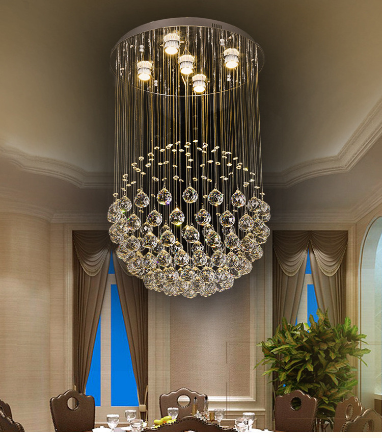 Modern Round Crystal Chandelier Ceiling Lighting Fixture Raindrop Pendant Flush Mount Light for Dining Rooms Kitchen