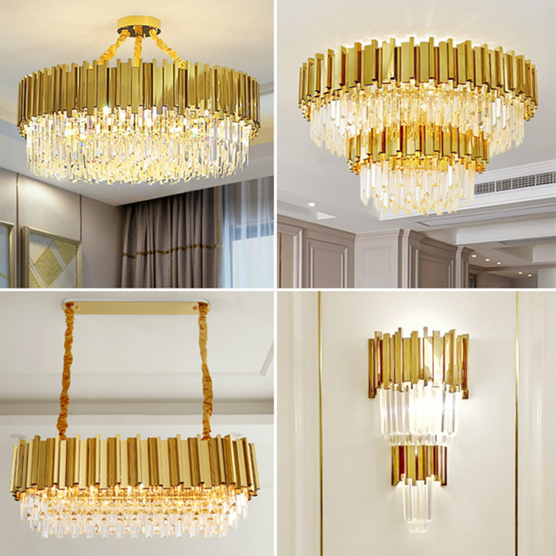 Nordic Villa Crystal Ceiling lamp Living Room Bedroom Chandelier Passageway Lighting Fixture E14Pendant Chain Adjustable