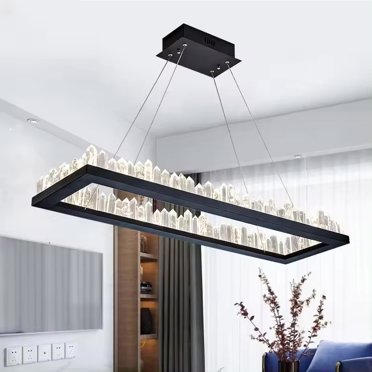 Crystal LED Pendant Lamp For Living Room Dining Bedroom Home Black Fashion Modern Decoration Hanging Chandelier Lighting Fixture