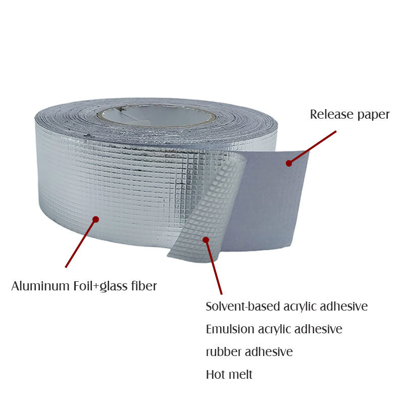 Aluminum Foil Waterproof Tape for Sealing Joints Fiberglass Reinforce Aluminum Air Duct Tape HVAC tape