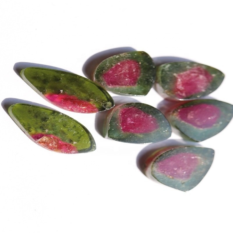 Wedding Ring Unique Gemstone Watermelon Tourmaline Slices