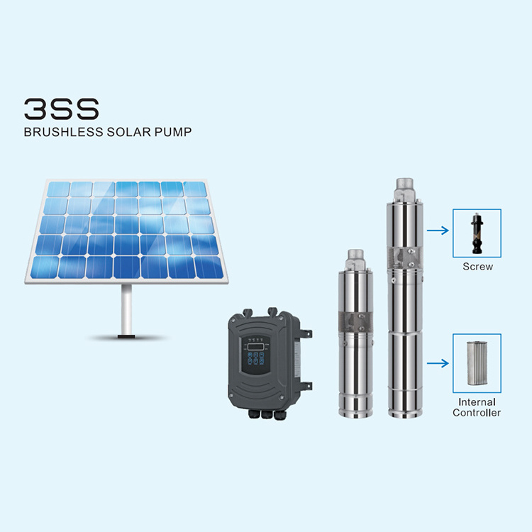 RIDA 3Inch 12V - 72V Agriculture Irrigation Hybrid Submersible Intelligent Solar Water Pump With Panel