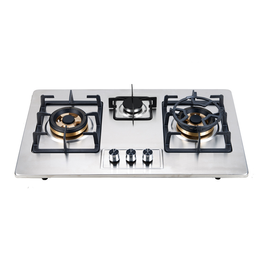 cylinder build in kitchen appliance 3 burner three burner stainless steel cooking gas hob gas cooker gas stove