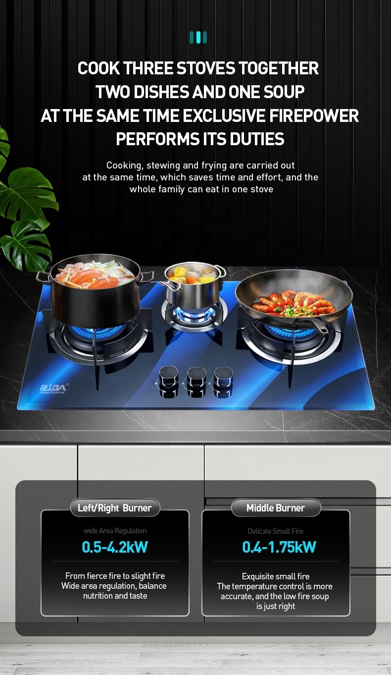 kitchen appliance tempered glass 2 burner double burner built in gas hob gas cooker gas stove