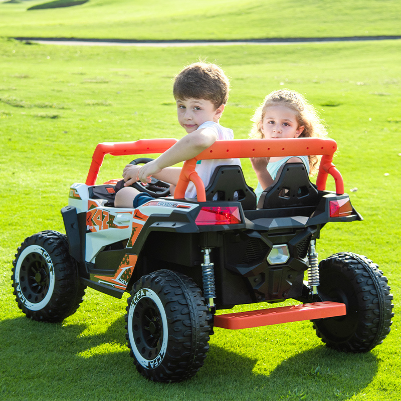 factory wholesale ce ride-on car buggy kids electric 24V 4x4 quad utv with rubber wheels and leather seat