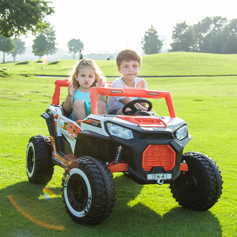 factory wholesale ce ride-on car buggy kids electric 24V 4x4 quad utv with rubber wheels and leather seat