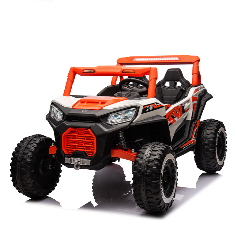 factory wholesale ce ride-on car buggy kids electric 24V 4x4 quad utv with rubber wheels and leather seat