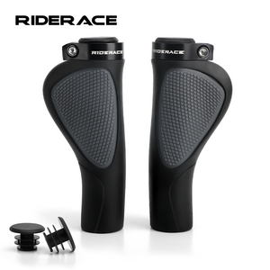 RIDERACE Mountain Bike Handlebar Cover Grips Comfortable Ergonomic Soft Rubber Anti-slip Lock on Handle Bicycle MTB Grip Bar End