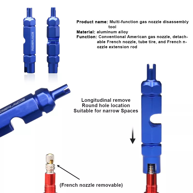 RIDERACE Cycling Bicycle Tubeless Tyre Injector Injection Tool With MTB Mountain Bike Schrader Presta Valve Core Removal Tool