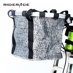 RIDERACE Bicycle Front Basket Foldable Removable Waterproof Handlebar Pannier Cycling Bag Bike Stand Luggage Pet Frame Bags