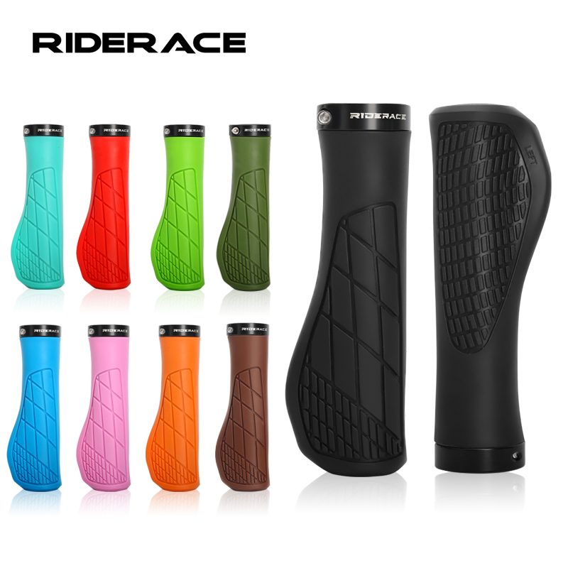 RIDERACE Grips Soft Rubber For MTB Mountain Bike Shockproof Anti-Slip Handlebar Cover Lock On Ergonomic Cycling Handle Bar Parts