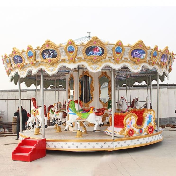 Amusement park lights outdoor christmas musical merry go round carousel horse rides