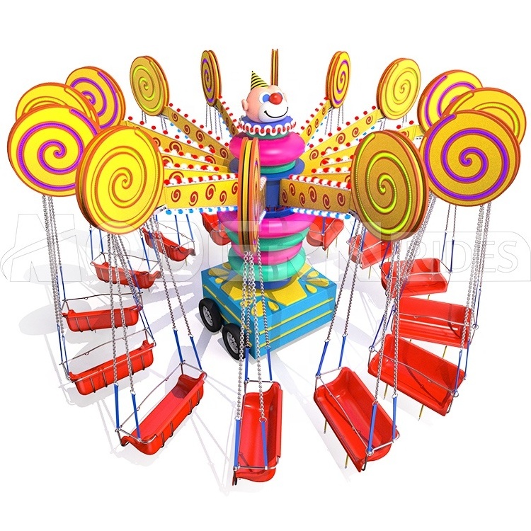 Portable funfair rides fairground trailer mounted thrill rides samba flying chair for sale