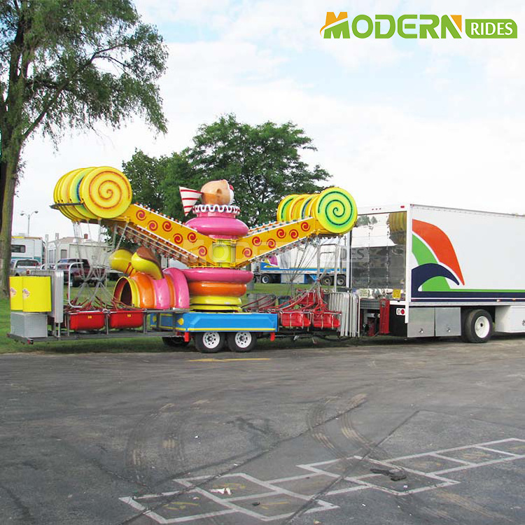 Portable funfair rides fairground trailer mounted thrill rides samba flying chair for sale