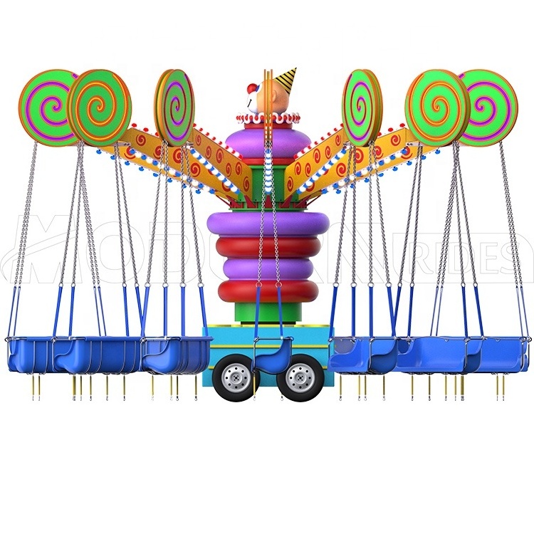 Portable funfair rides fairground trailer mounted thrill rides samba flying chair for sale